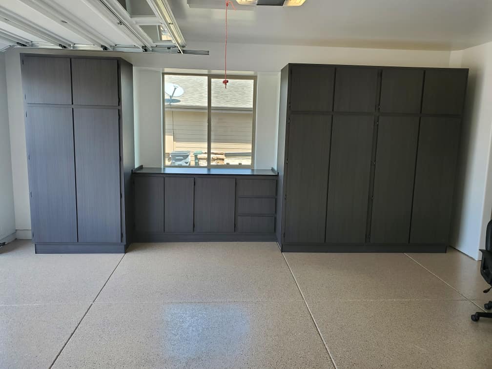 Custom garage cabinets and epoxy floor in Gilbert AZ